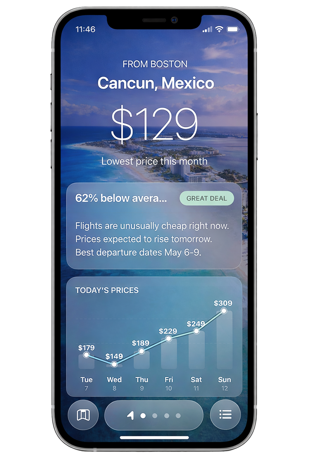 Jetstream detailed destination forecast screen