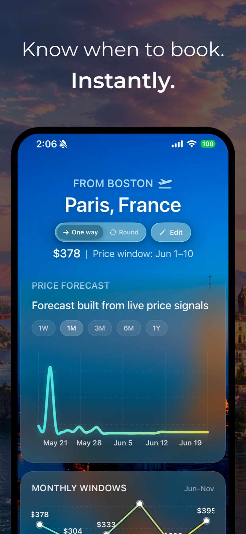 Jetstream live flight price forecast and monthly travel windows